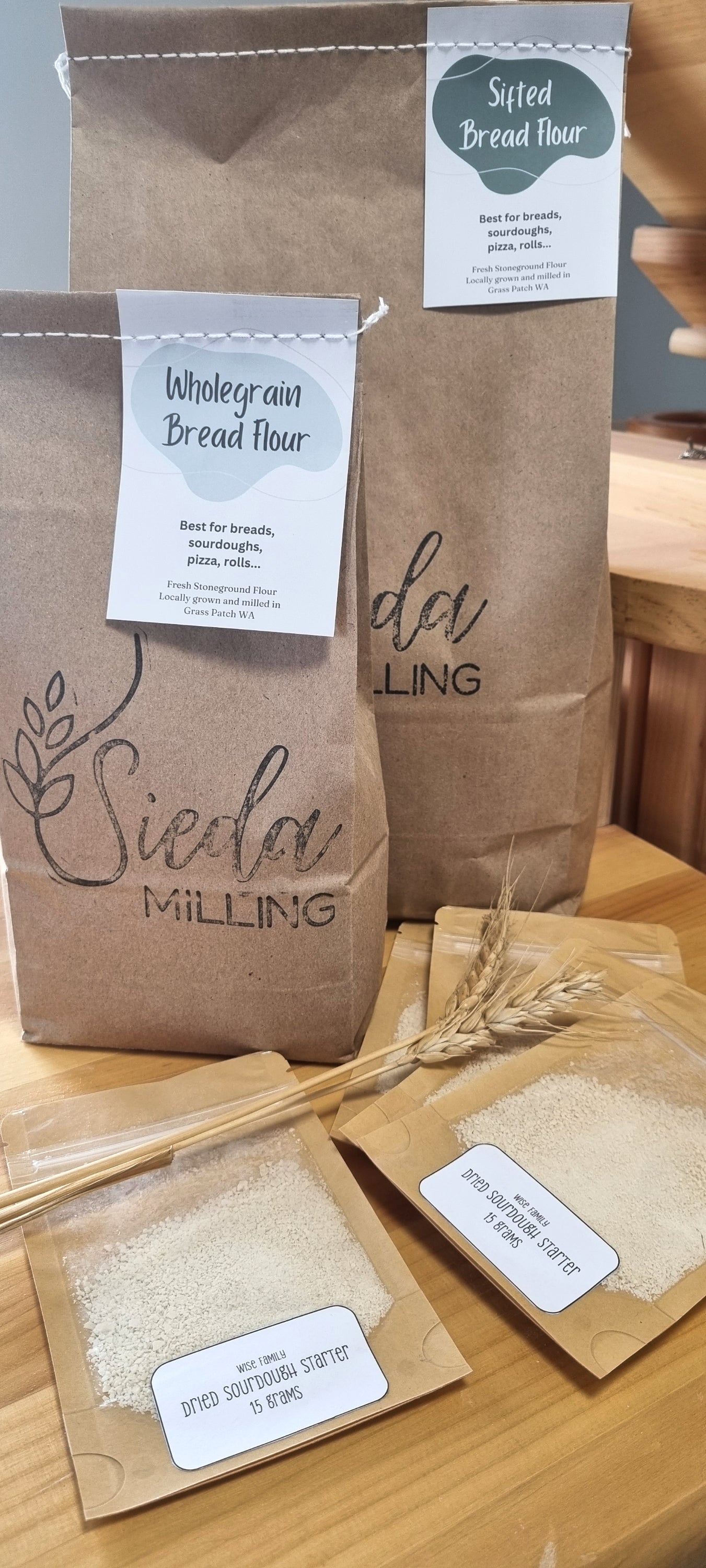 Dehydrated sourdough starter kit with flakes and activation instructions, ready to revive for sourdough baking